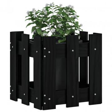 Jardinieră grădină design gard negru 30x30x30 cm lemn masiv pin - Img 3