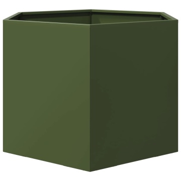 Jardinieră grădină verde măsliniu 69x60x45 cm oțel hexagonal - Img 8