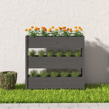 Jardinieră, gri, 112x25x104,5 cm, lemn masiv de pin - Img 3