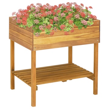 Jardinieră înaltă, 78,5 x 58,5 x 78,5 cm, lemn masiv de acacia - Img 1