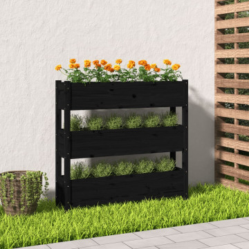 Jardinieră, negru, 112x25x104,5 cm, lemn masiv de pin - Img 1