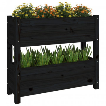 Jardinieră, negru, 77x25x66 cm, lemn masiv de pin - Img 4