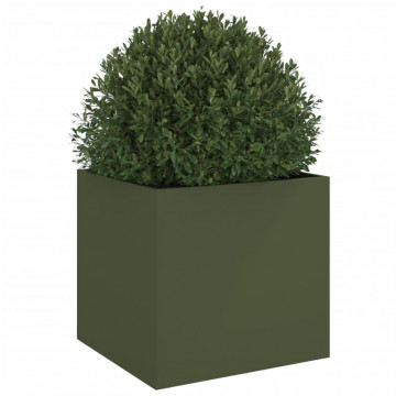 Jardinieră, verde măsliniu, 49x47x46 cm, oțel laminat la rece - Img 4