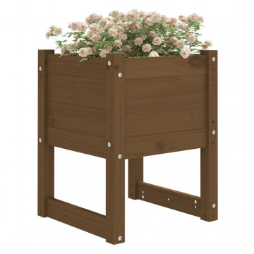 Jardiniere, 2 buc., maro miere, 40x40x52,5cm, lemn masiv de pin - Img 3