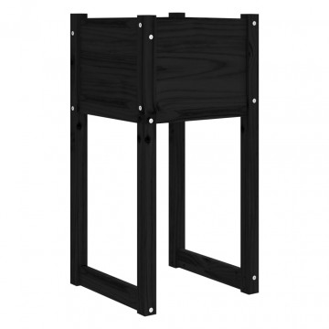 Jardiniere, 2 buc., Negru, 40x40x52,5 cm, lemn masiv de pin - Img 4