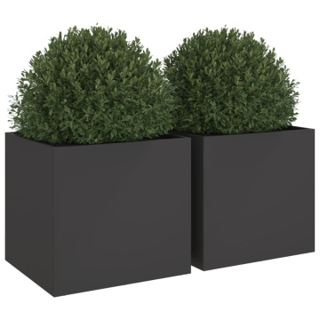 Jardiniere, 2 buc., negru, 49x47x46 cm, oțel - Img 4