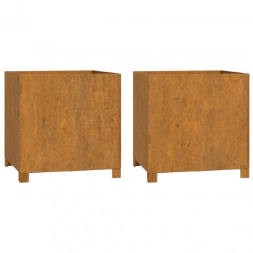 Jardiniere cu picioare 2 buc. ruginiu 49x47x50 cm oțel corten - Img 2