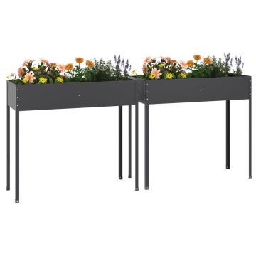 Jardiniere de grădină, 2 buc., antracit, oțel galvanizat - Img 3