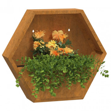 Jardiniere de perete, 2 buc., ruginiu, 46x10x40 cm, oțel corten - Img 3