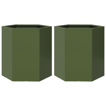 Jardiniere grădină 2 buc. verde 46x40x45 cm oțel hexagonală - Img 2