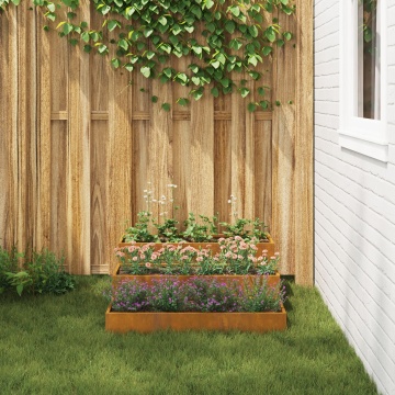 Jardiniere Grădină 3-Tier 90x90x35 cm Oțel Rezistent la Intemperii - Img 4