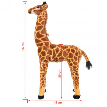 Jucărie de pluș girafă în picioare, maro și galben, XXL - Img 4