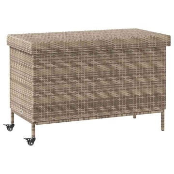 Ladă depozitare de grădină cu roți, gri 110x55x73 cm poliratan - Img 1