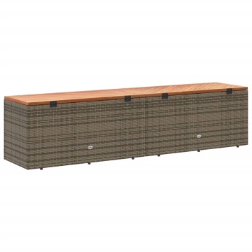 Ladă depozitare grădină gri 220x50x54 cm poliratan lemn acacia - Img 5