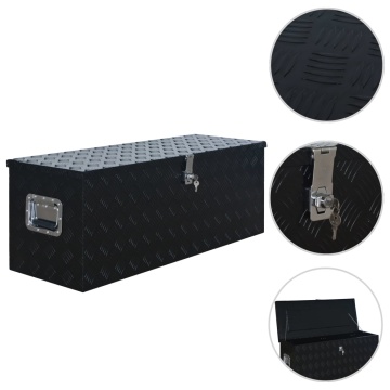 Ladă din aluminiu, negru, 1085 x 370 x 400 mm - Img 1