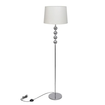 Lampă de podea cu abajur, suport înalt, 4 bile decorative, alb - Img 1