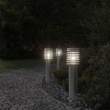 Lampă exterioară de podea cu priză, argintiu, 60 cm, oțel inox - Img 3