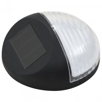 Lămpi solare de exterior cu LED-uri, 12 buc., negru, rotund - Img 3