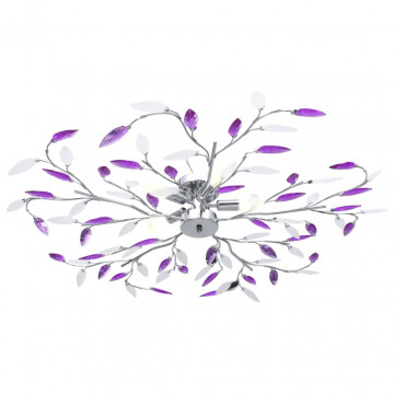 Lustră cu brațe tip frunze cristal acrilic violet 5 becuri E14 - Img 2