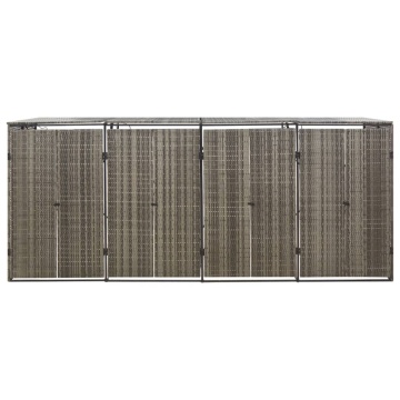Magazie de pubele cvadruplă, gri, 274x80x117 cm, poliratan - Img 4