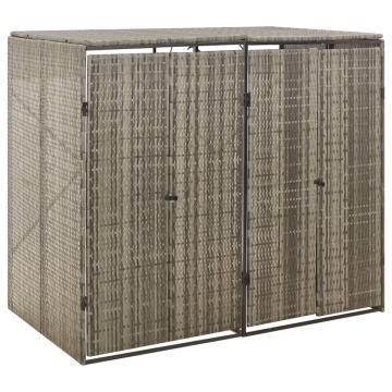 Magazie de pubele dublă, gri, 140x80x117 cm, poliratan - Img 1