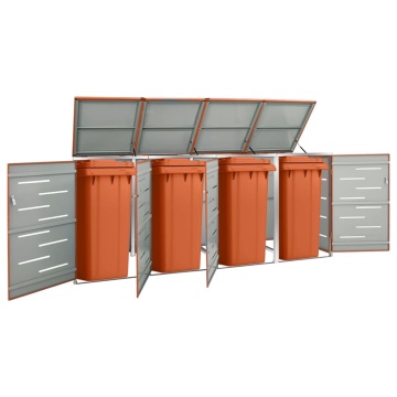 Magazie pentru patru pubele 276,5x77,5x112,5 cm oțel inoxidabil - Img 1