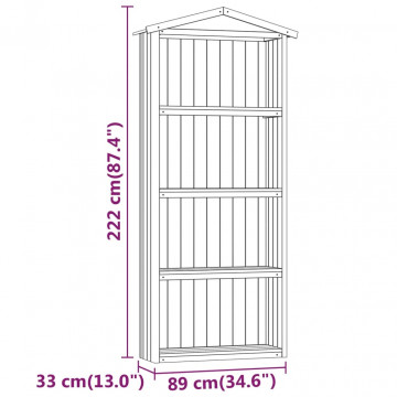 Magazie unelte de grădină, 89x33x222 cm, lemn de pin tratat - Img 6