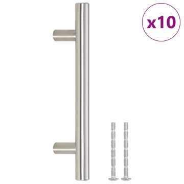 Mânere de dulap, 10 buc., argintiu, 96 mm, oțel inoxidabil - Img 2