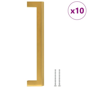 Mânere de dulap, 10 buc., auriu, 160 mm, oțel inoxidabil - Img 2