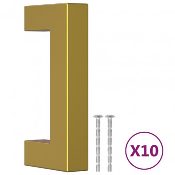 Mânere de dulap, 10 buc., auriu, 64 mm, oțel inoxidabil - Img 2