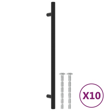 Mânere de dulap, 10 buc., negru, 224 mm, oțel inoxidabil - Img 2