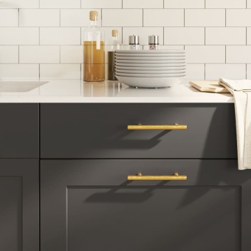 Mânere de dulap, 20 buc., auriu, 96 mm, oțel inoxidabil - Img 1