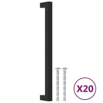 Mânere de dulap, 20 buc., negru, 224 mm, oțel inoxidabil - Img 2