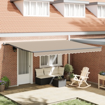 Marchiză manuală retractabilă Bej 450x300 cm, Material de schimb pentru marchiză cadru 4,5x3 m Bej - Img 1