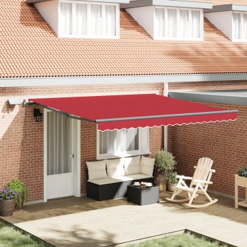Marchiză manuală retractabilă cu LED roșie 400x300 cm, țesătură de înlocuire pentru cadru de 4x3 m roșie - Img 1