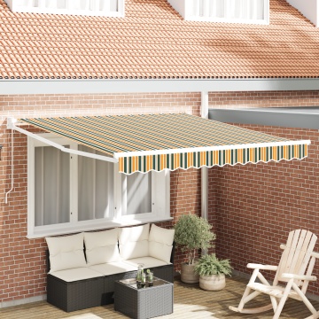 Marchiză Manuală Retractabilă Verde și Galben 350x250 cm, Material de înlocuire pentru marchiză de 3,5x2,5 m Verde și Galben - Img 1