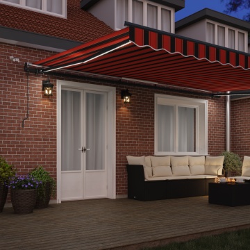 Marchiză retractabilă automată cu LED în portocalie și maro, 500x300 cm - Img 3