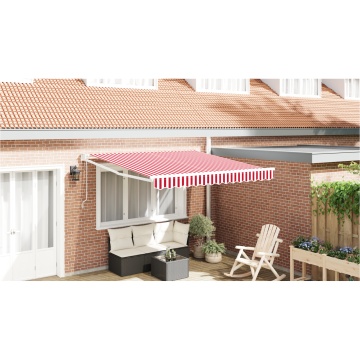 Marchiză retractabilă automată dungi roșii și albe 300x250 cm - Img 1
