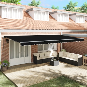 Marchiză retractabilă automată neagră 600x300 cm, Material de înlocuire pentru marchiză pentru cadru de 6x3 m negru - Img 1