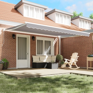 Marchiză Retractabilă Manuală Gri 450x300 cm, Fabrica de înlocuire a marchizei pentru cadru 4,5x3 m Gri deschis - Img 3