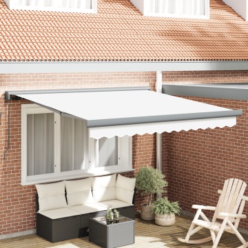 Marquiza manuală retractabilă Alb 350x250 cm, Țesătură de înlocuire pentru marquize de 3,5x2,5 m Alb - Img 1