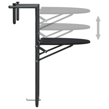 Masă balcon suspendată negru 60x64x83,5 cm plastic aspect ratan - Img 8