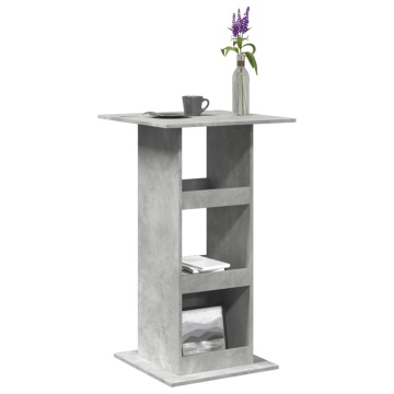 Masă bar cu depozitare, gri beton, 60x60x102 cm, lemn prelucrat - Img 1