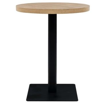 Masă bistro, MDF și oțel, rotundă, 60x75 cm, culoare stejar - Img 3