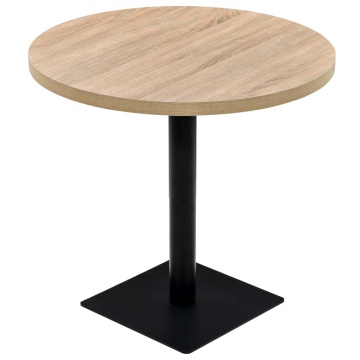Masă bistro, MDF și oțel, rotundă, 80x75 cm, culoare stejar - Img 2
