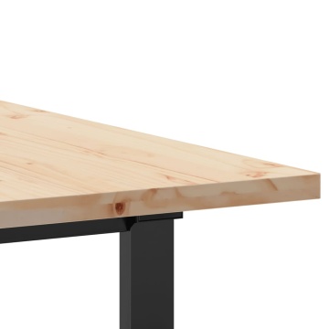 Masă bucătărie, cadru O, 140x80x75,5 cm lemn masiv pin și fontă - Img 6