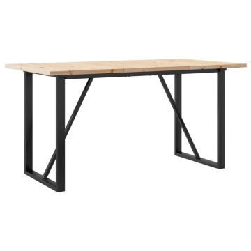 Masă bucătărie, cadru O, 160x80x75,5 cm lemn masiv pin și fontă - Img 5
