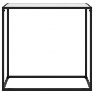 Masă consolă, alb, 80x35x75 cm, sticlă securizată - Img 2