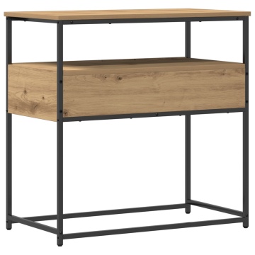 Masă Consolă Artizan Stejar 75x40x75 cm Lemn prelucrat și Oțel - Img 4