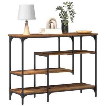 Masă Consolă Lemn Vechi 100x35x75 cm Lemn Ingineresc și Oțel - Img 3